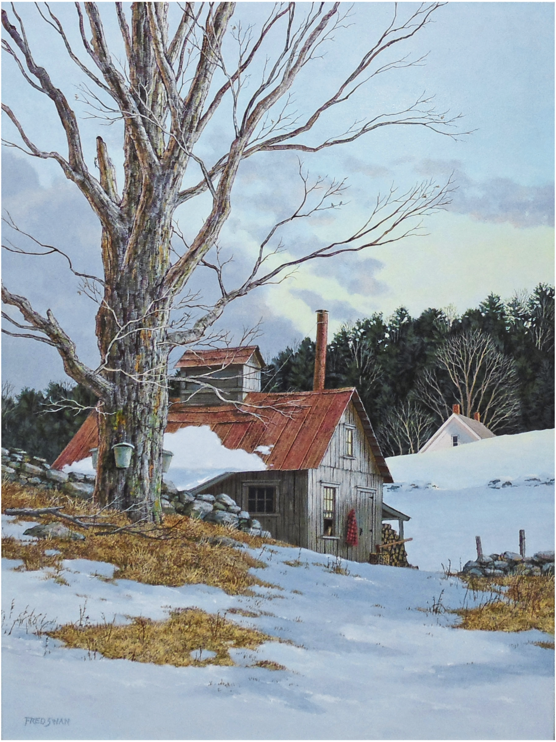 Buffalo Plaid - American Realist Painting by Fred Swan