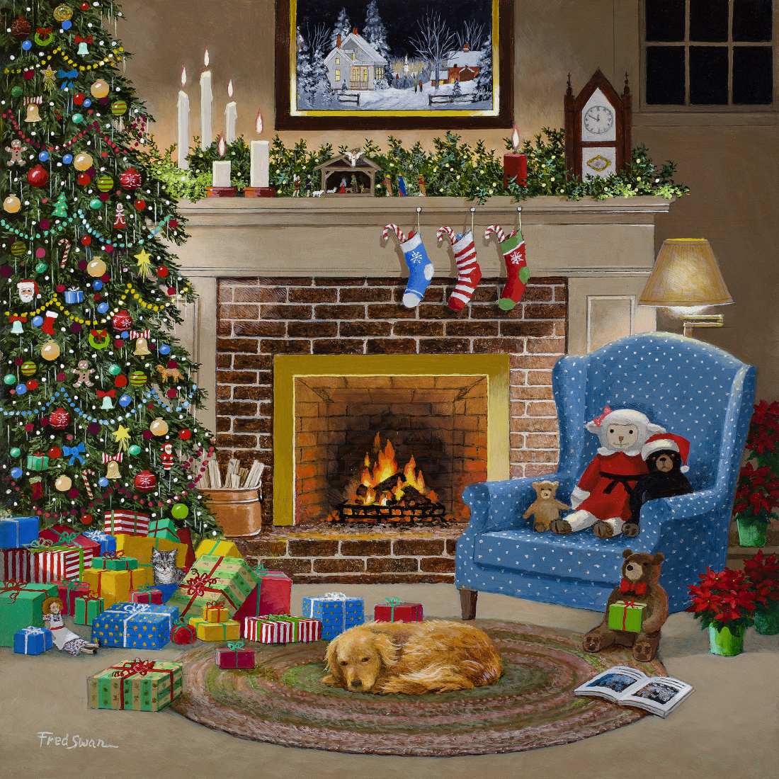 Christmas Eve - American Realist Painting by Fred Swan