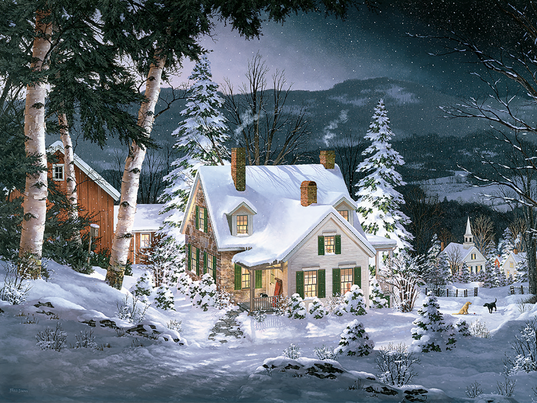 Friends in Winter - American Realist Painting by Fred Swan