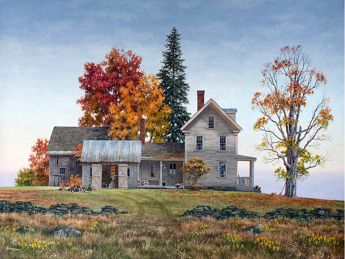 Hilltop Autumn - American Realist Painting by Fred Swan