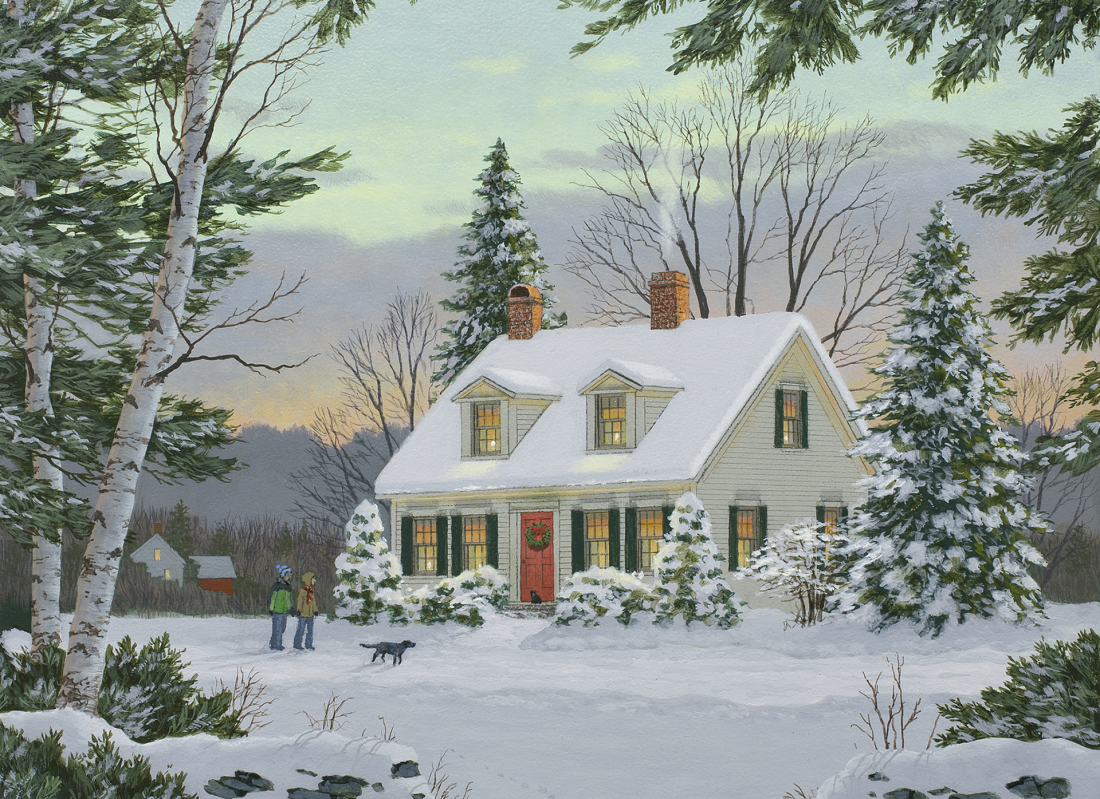 Holiday Walk - American Realist Painting by Fred Swan