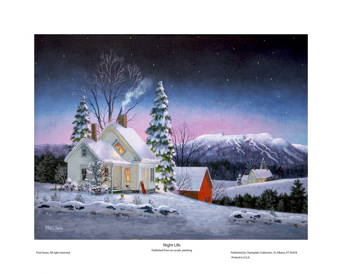 Night Life - American Realist Painting by Fred Swan