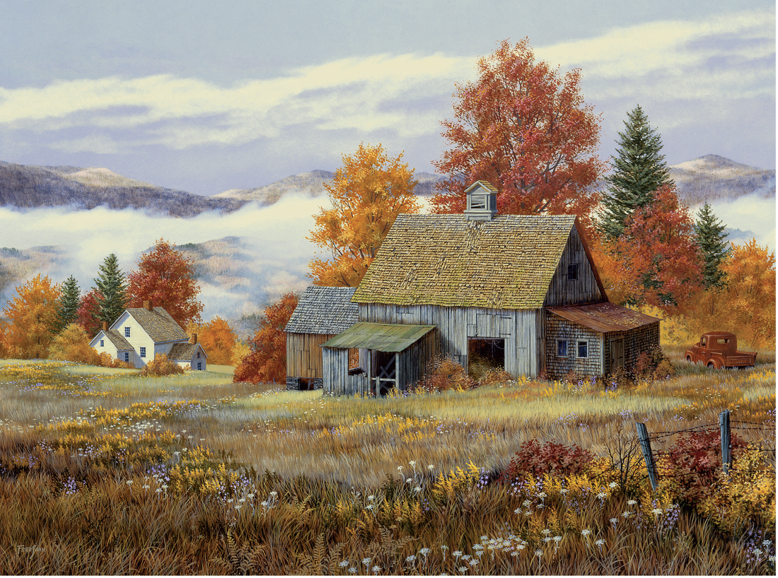 Purple Asters - American Realist Painting by Fred Swan