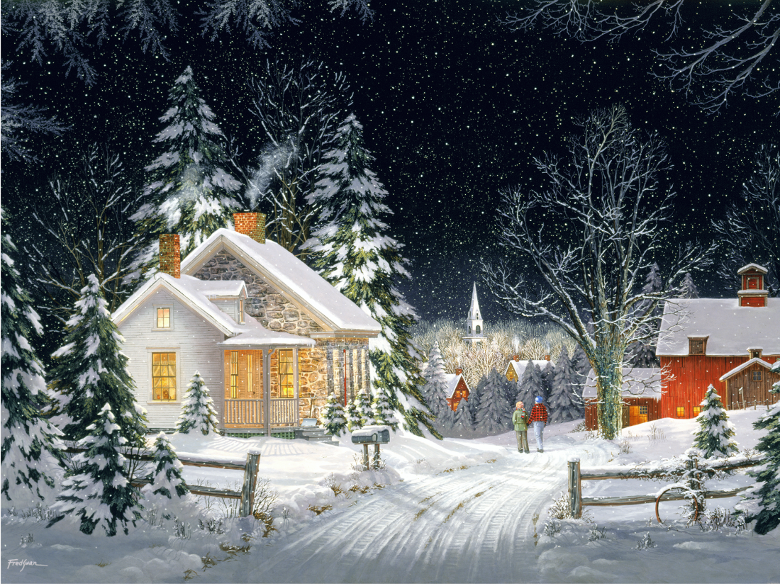 Walking to Town - American Realist Painting by Fred Swan