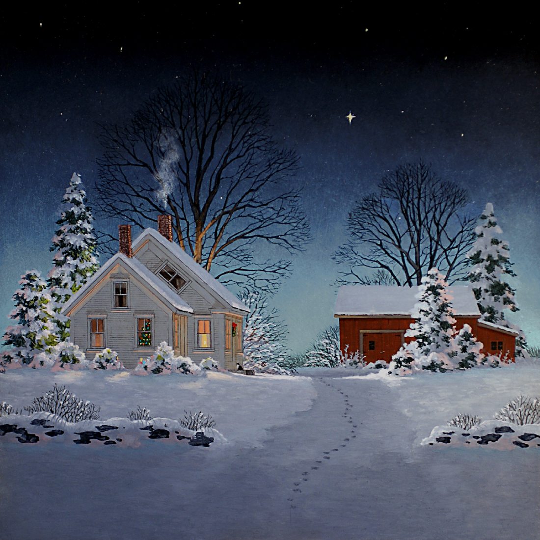 Christmas Star - American Realist Painting by Fred Swan